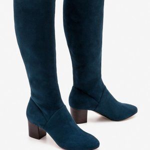 Boden Round Toe Heeled Stretch Tall Boot Seaweed Teal 38 7 7.5